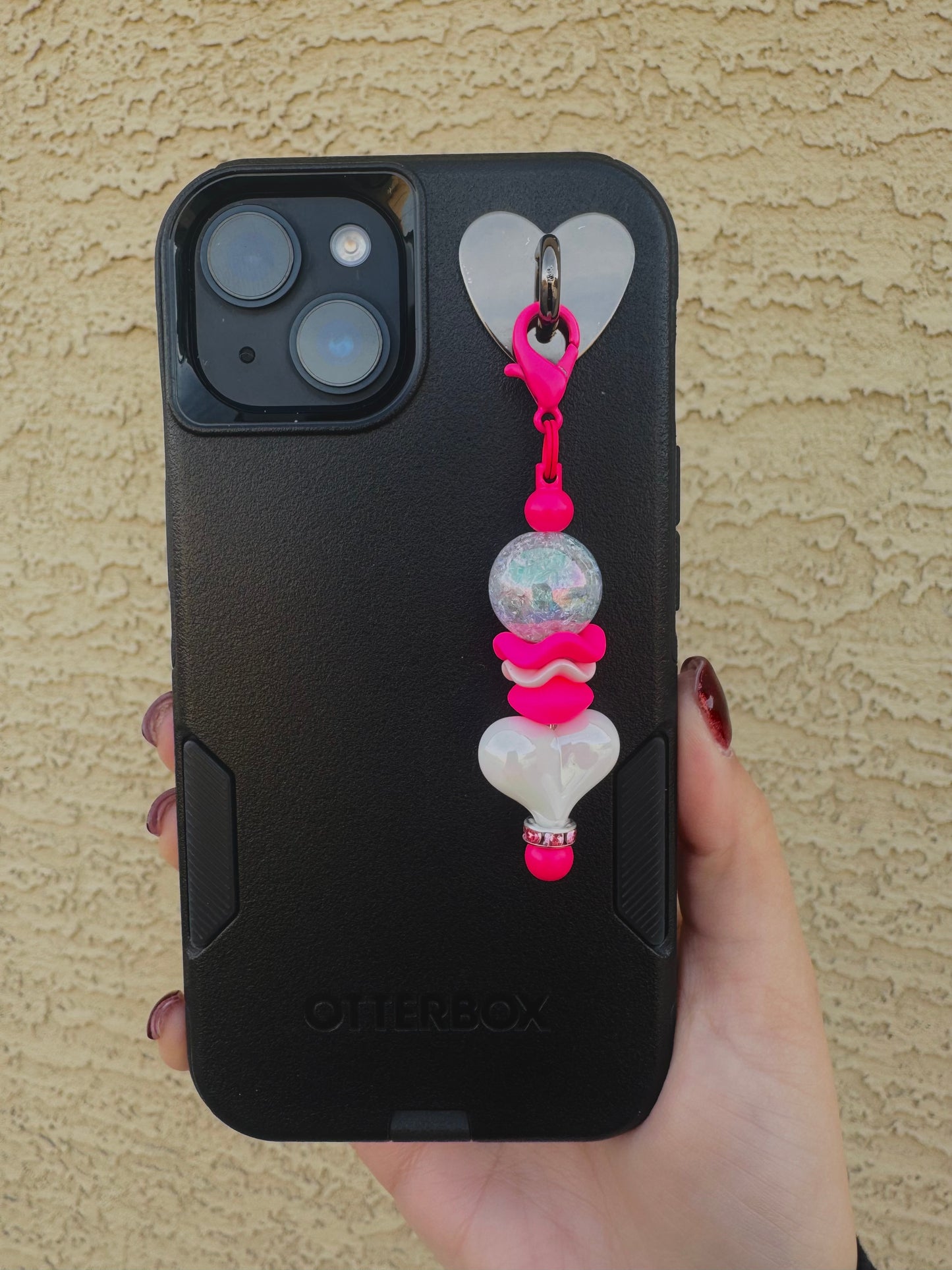 Premade Hot Pink Straw Topper/Phone Charm