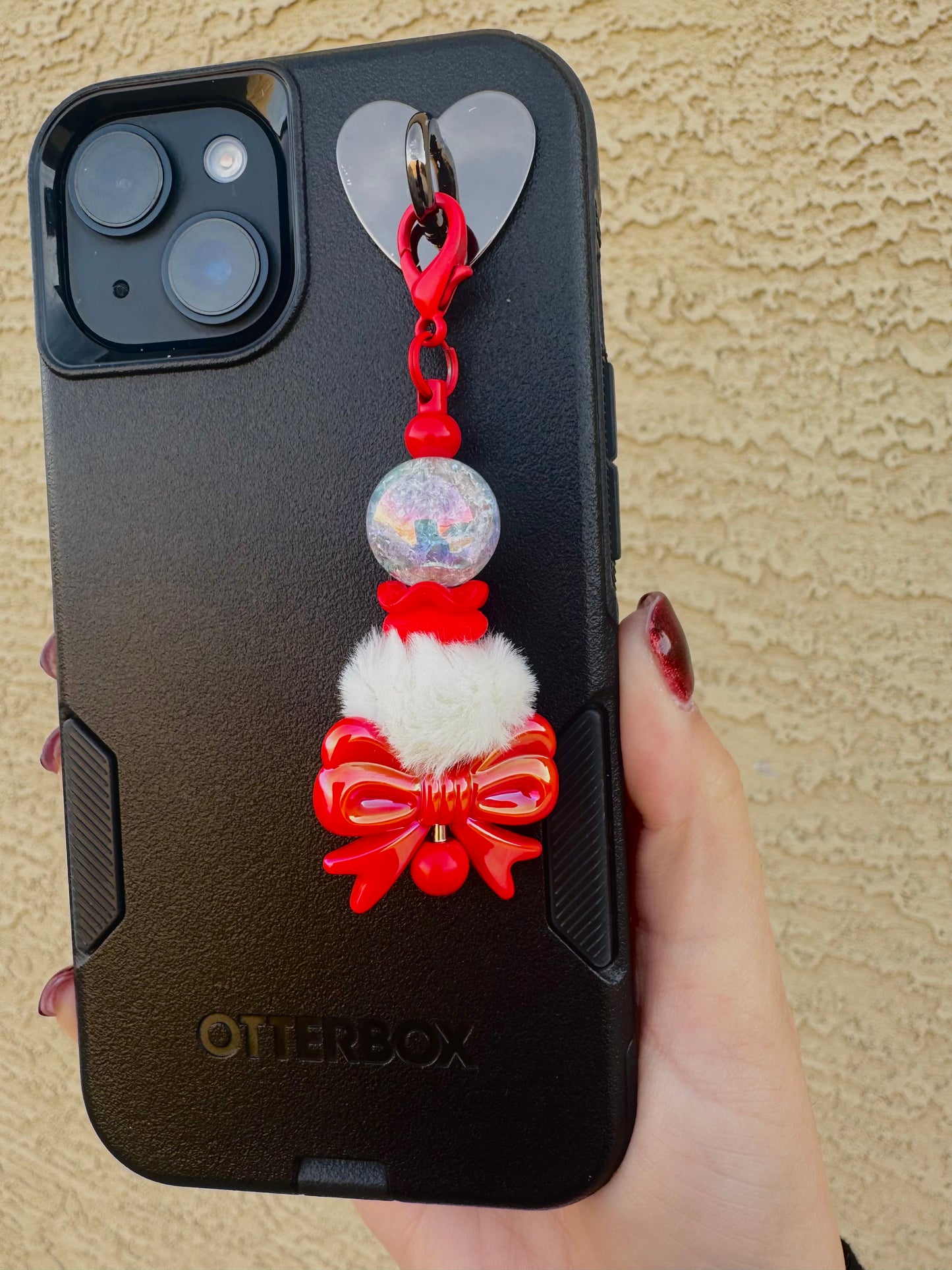 Premade Red Bow Straw Topper/Phone Charm