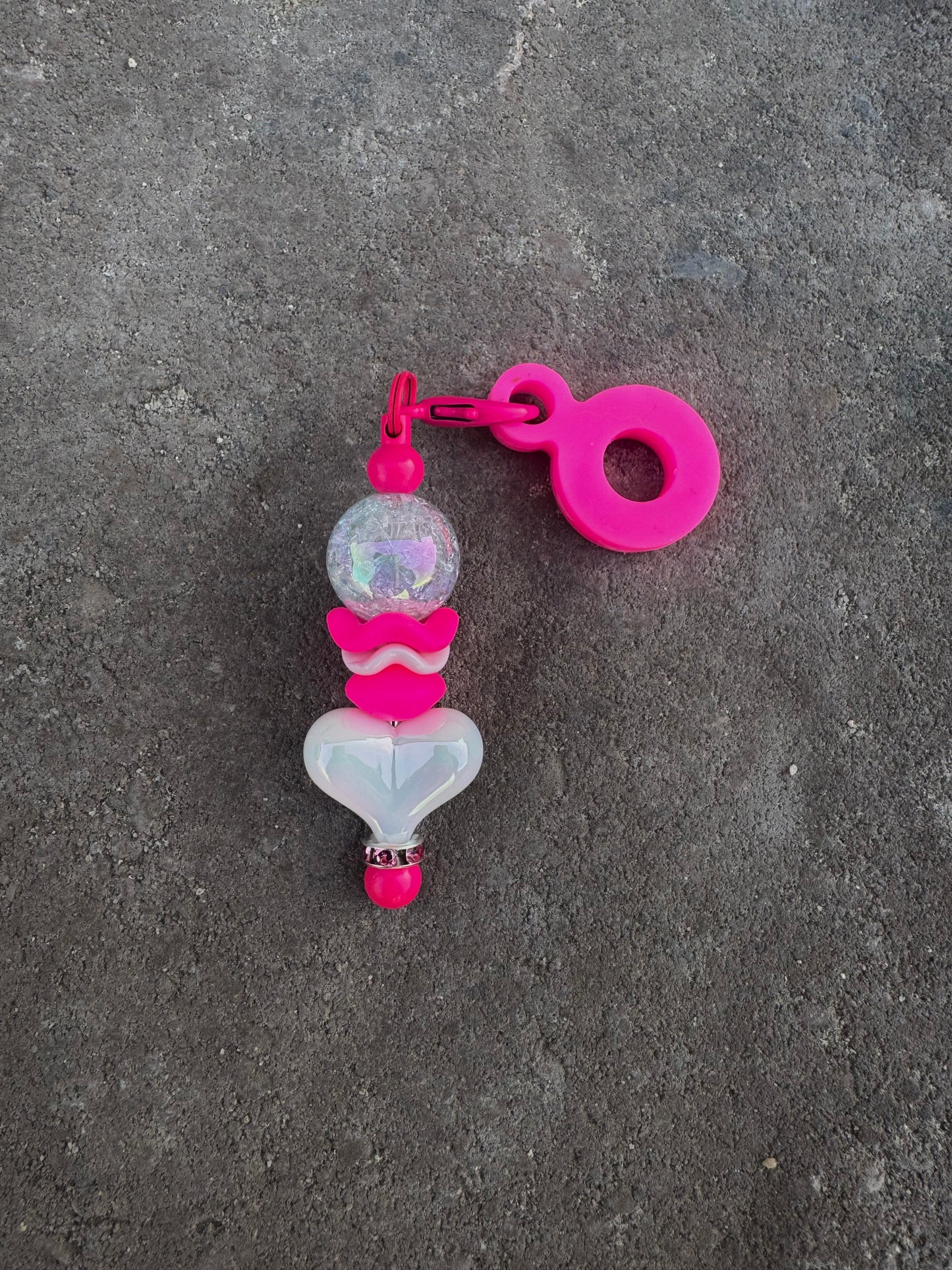 Premade Hot Pink Straw Topper/Phone Charm