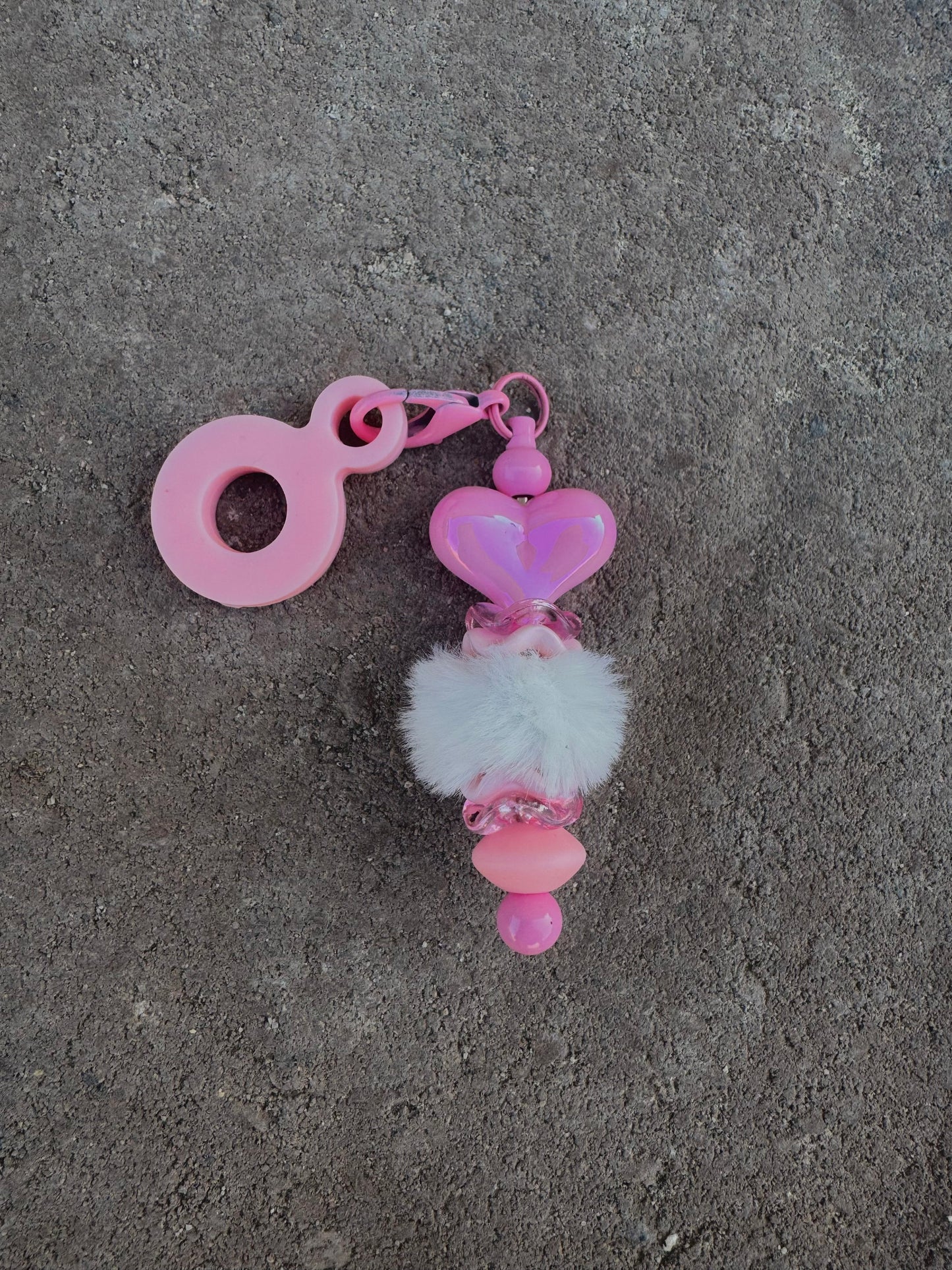 Premade Pink Heart Straw Topper/Phone Charm